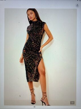 The Maya ruched sequin dress NWT